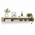 Étagère murale suspendue beige en panneaux MDF rectangulaire à angles arrondis 100 x 20 x 20 cm