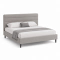 Cadre de lit double gris en polyester avec tête de lit capitonnée 160 x 200 cm