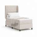 Lit une place capitonné beige en polyester 90 x 190 cm avec tête de lit haute
