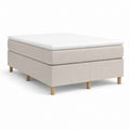 Lit boxspring 160 x 200 cm beige en polyester avec pieds en pin massif
