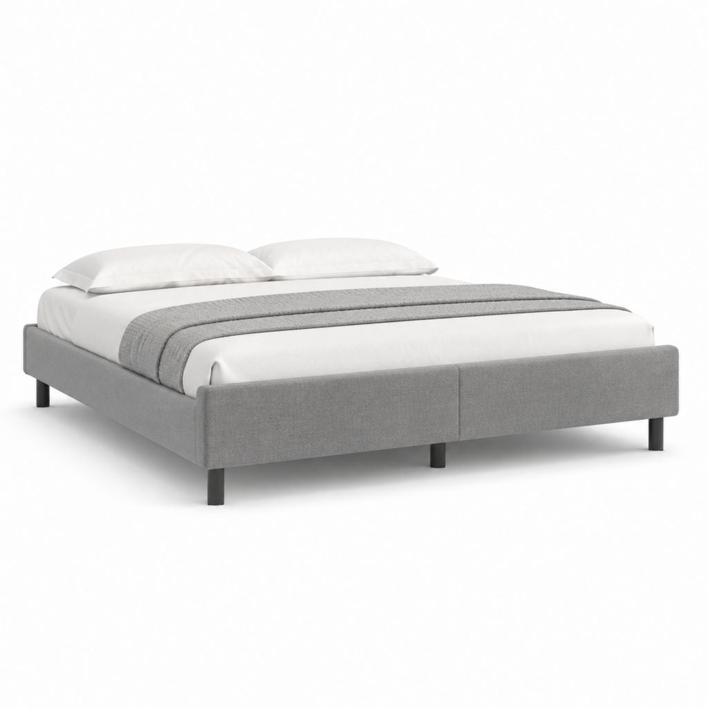 Cadre de lit double gris en polyester 160 x 200 cm 170 x 210 x 35 cm
