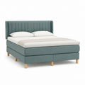 Lit boxspring 160 x 200 cm vert gris en polyester avec tête de lit capitonnée