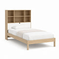 Lit simple avec tête de lit rangement chêne clair en panneaux de particules 90 x 190 cm