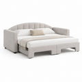 Canapé-lit 2 places gris clair en polyester avec couchage 160 x 200 cm