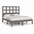 Lit double avec cadre en pin massif gris 160 x 200 cm