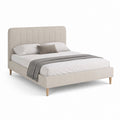 Lit double avec cadre beige en polyester 160 x 200 cm