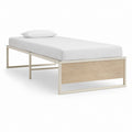 Cadre de lit simple blanc et chêne en acier et MDF 90 x 200 cm